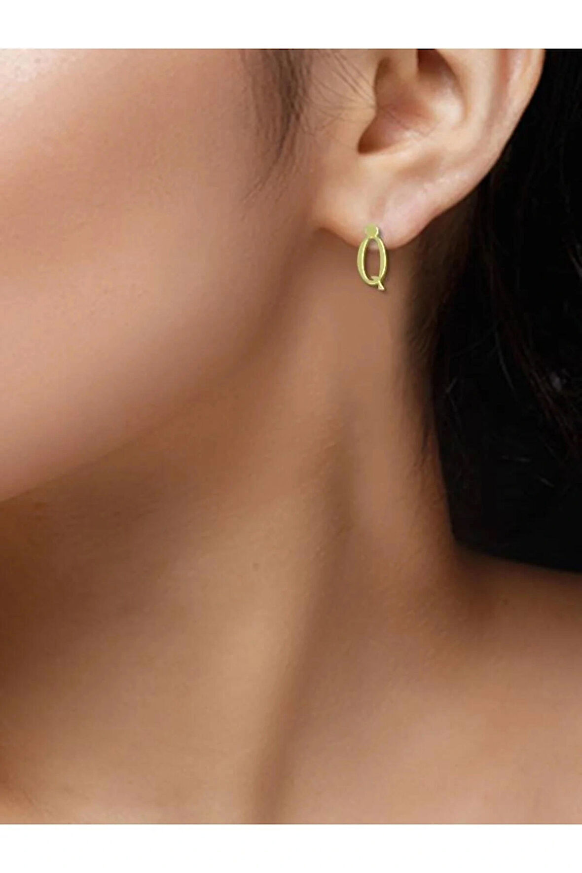 14 ayar altın Kalp küpe 0.6 gr, GC17677 Kodlu