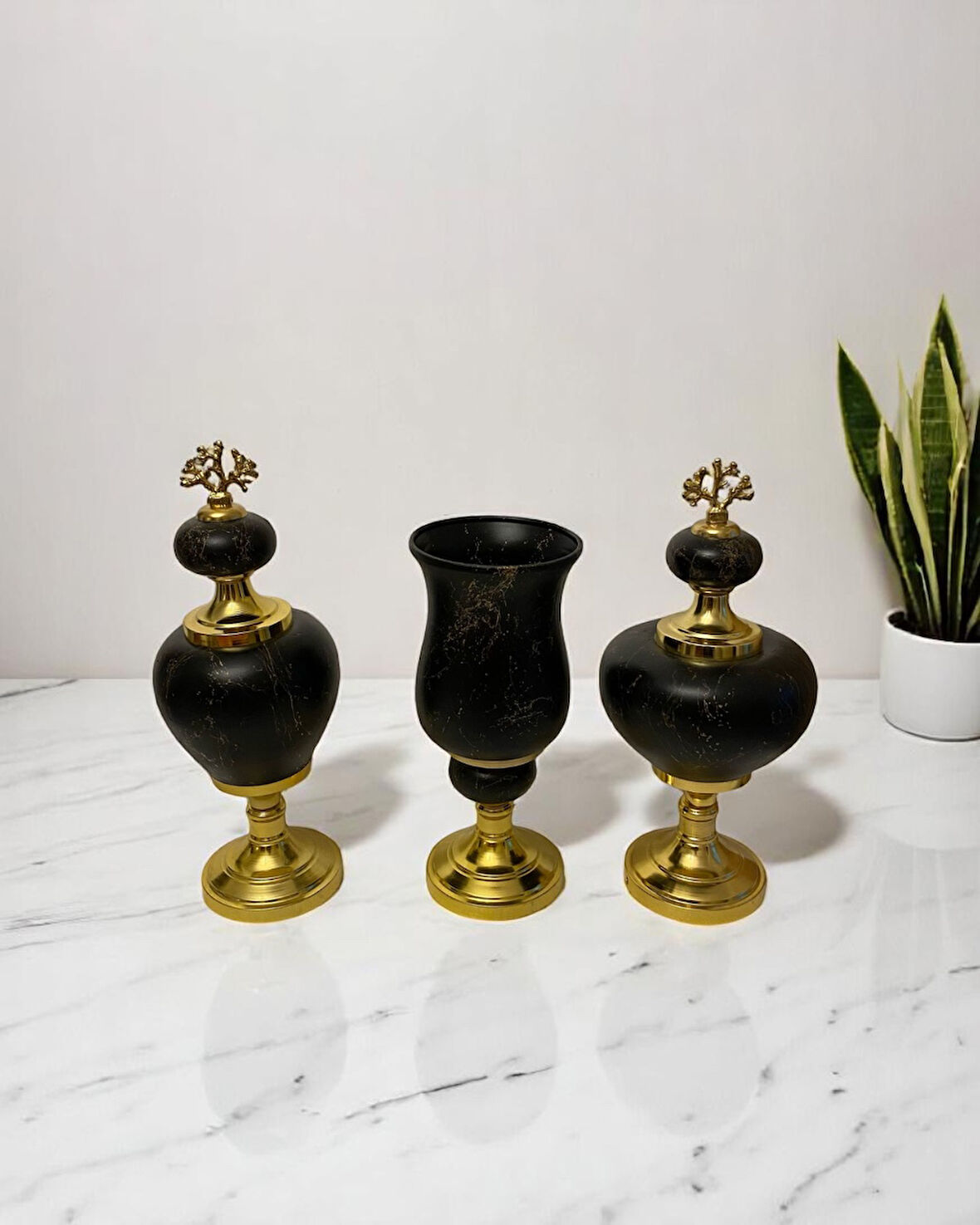 3'lü Siyah Prestij Rengi Salon Seti