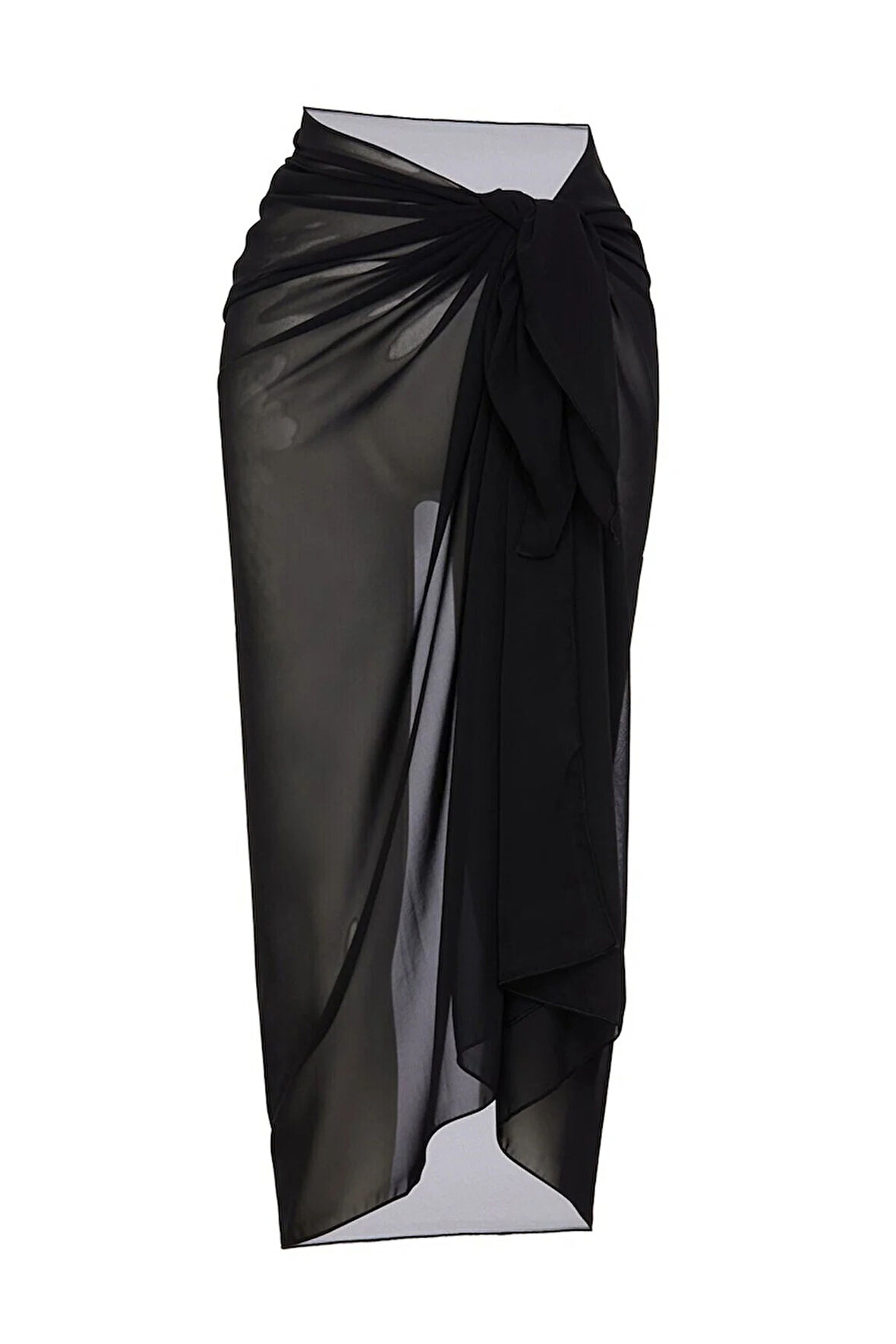 Kadın Siyah Bodrum Stili Bağlama Detaylı 150x75 Pareo