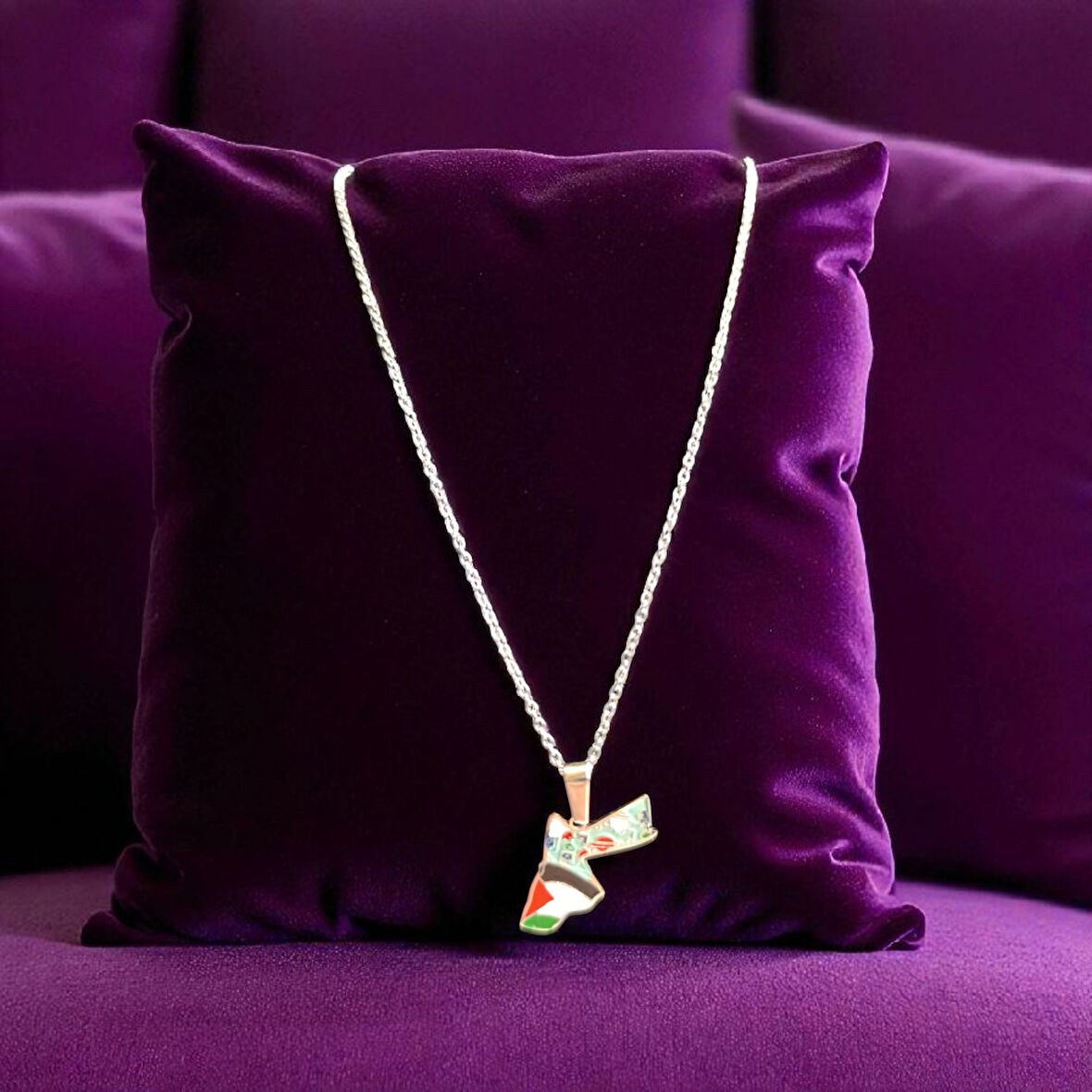 Filistin-Palestine Harita ve Anahtar Modeli Özel Tasarım Kolye