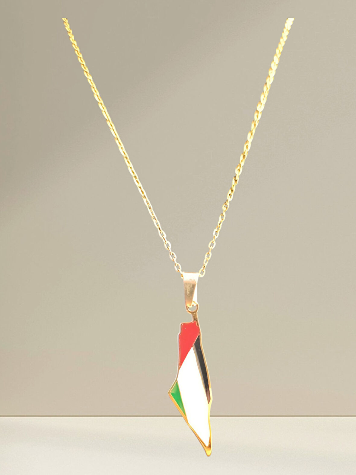 Filistin Harita Tasarım Çelik Kolye