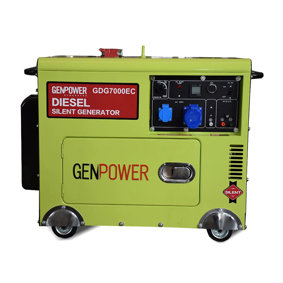 Genpower GDG 7000 EC 7 Kva Dizel, Marşlı, Tekerlekli, Ses İzolasyon Kabinli Monofaze ( 220 Volt) Portatif Jeneratör