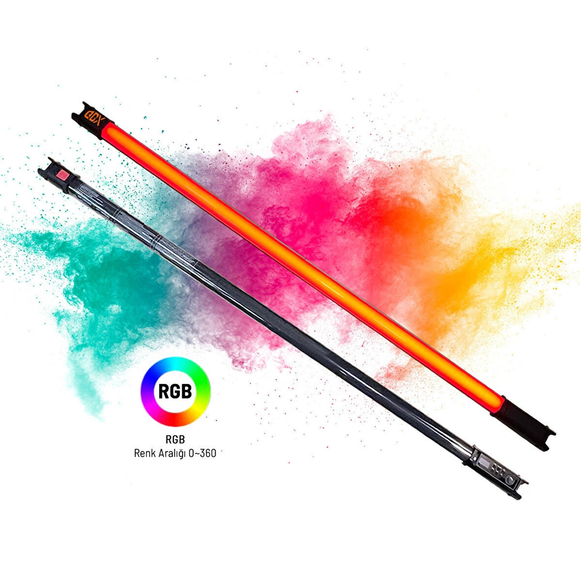 Gdx TB-100 RGB 45W Youtube Canlı Yayın Arka Plan Renkli Dolgu Işığı Led Tüp Işık (Uzunluk: 100 cm)