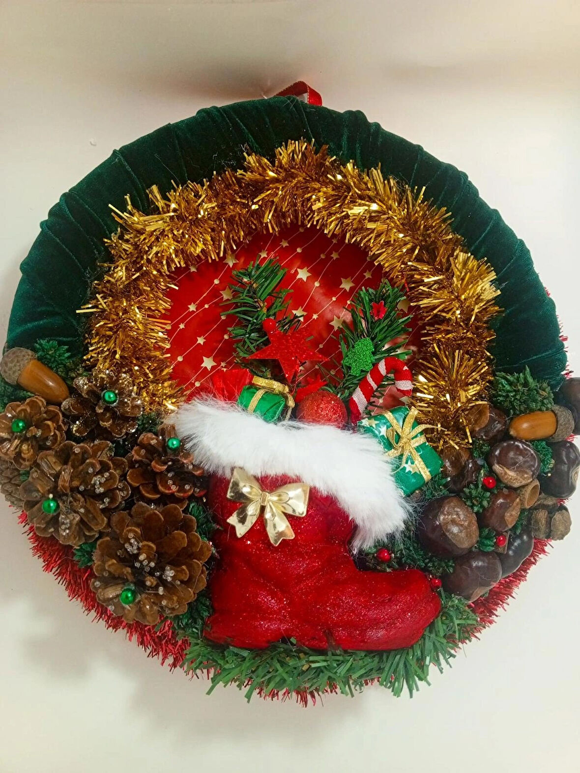 EL YAPIMI LÜX NOEL ÇİZMESİ TEMALI KAPI ÇELENGİ ,ÜCRETSİZ TESLİMAT