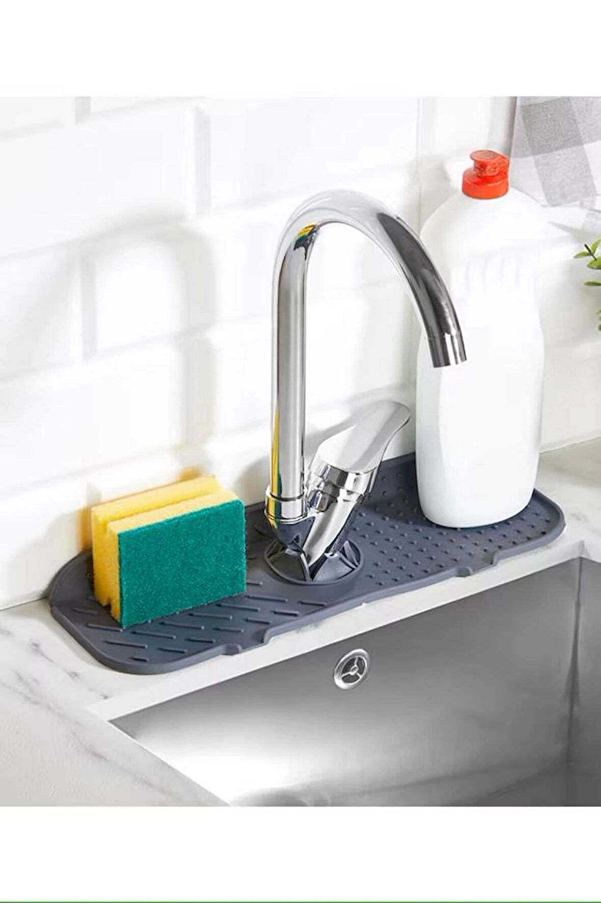 Elastik Musluk Mat Su Tutucu Düzenleyici Silikon Kaydırmaz Mutfak Banyo Lavabo Tezgah Üstü Matı
