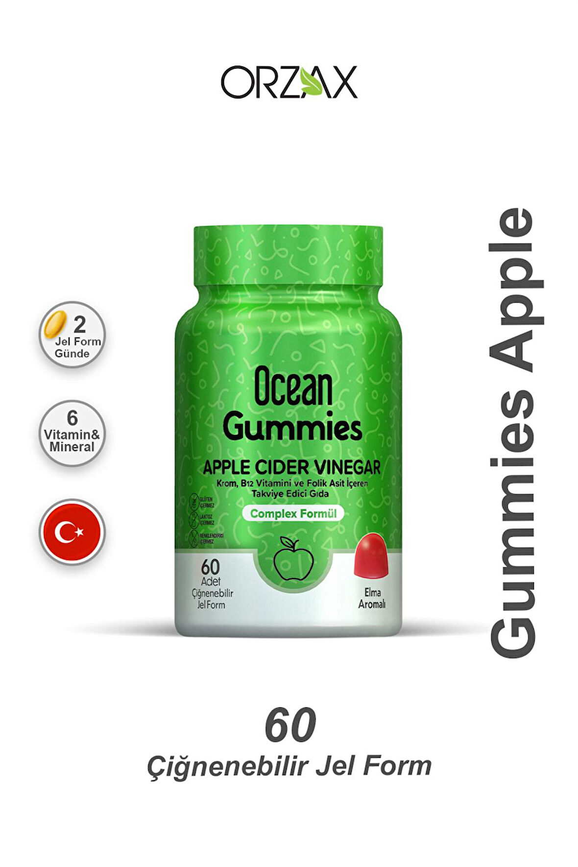 Ocean Gummies Apple Cider Vinegar 60 Çiğneme Form