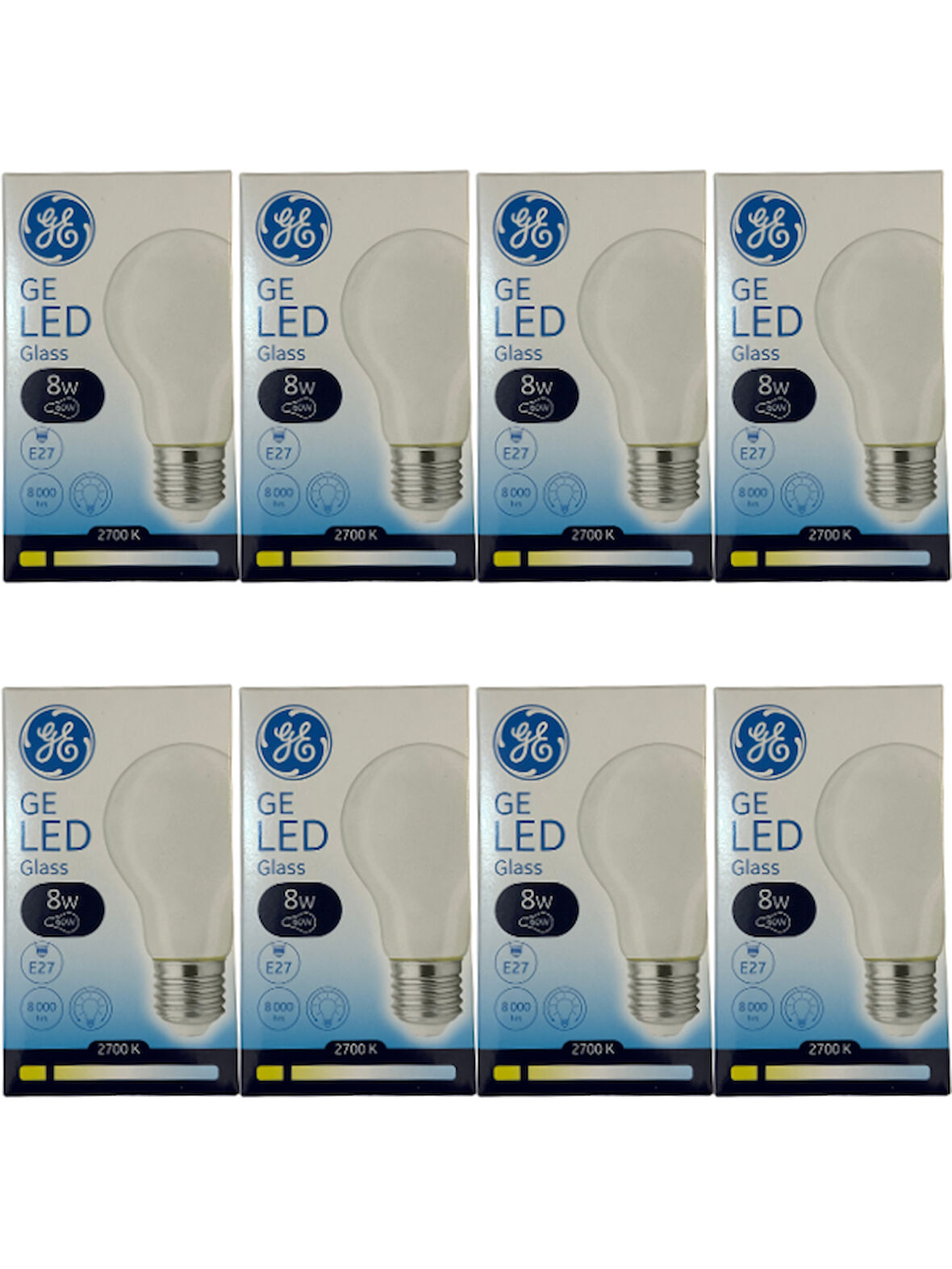 General Electric 8W 2700K (Sarı Işık) E27 Duylu Led Cam Ampul (8 Adet)