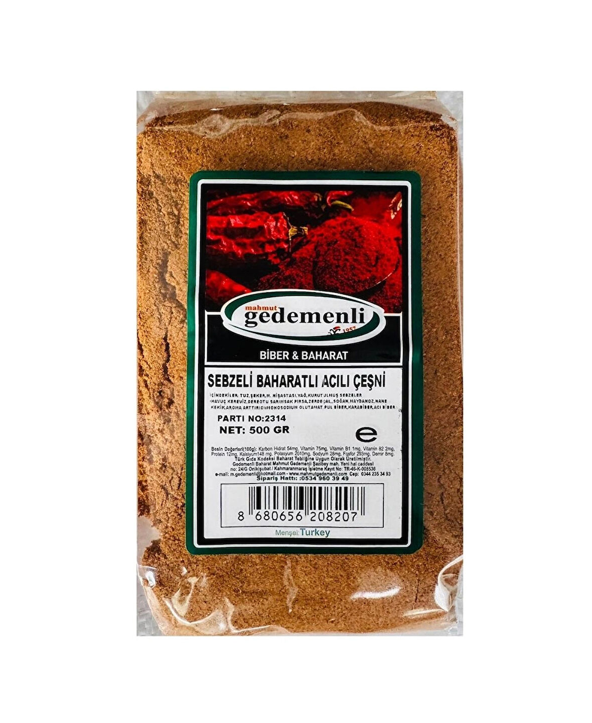 SEBZELİ BAHARATLI ACILI ÇEŞNİ 500 GR