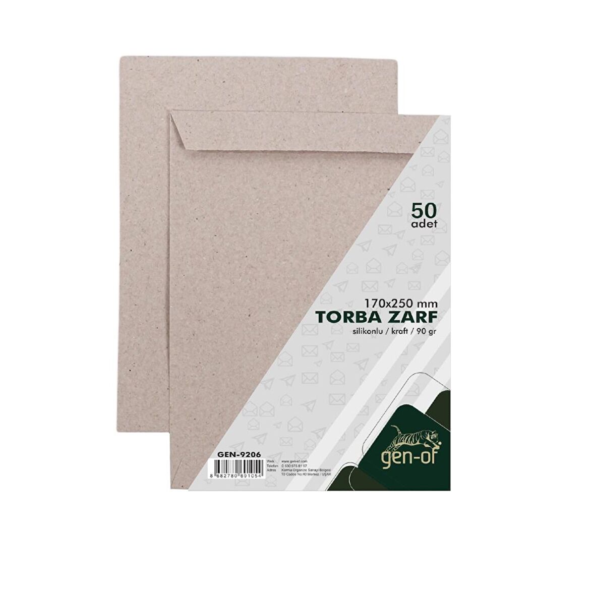 Gen-Of Torba Zarf 17X25 Kraft 90 GR Silikonlu 100 lü