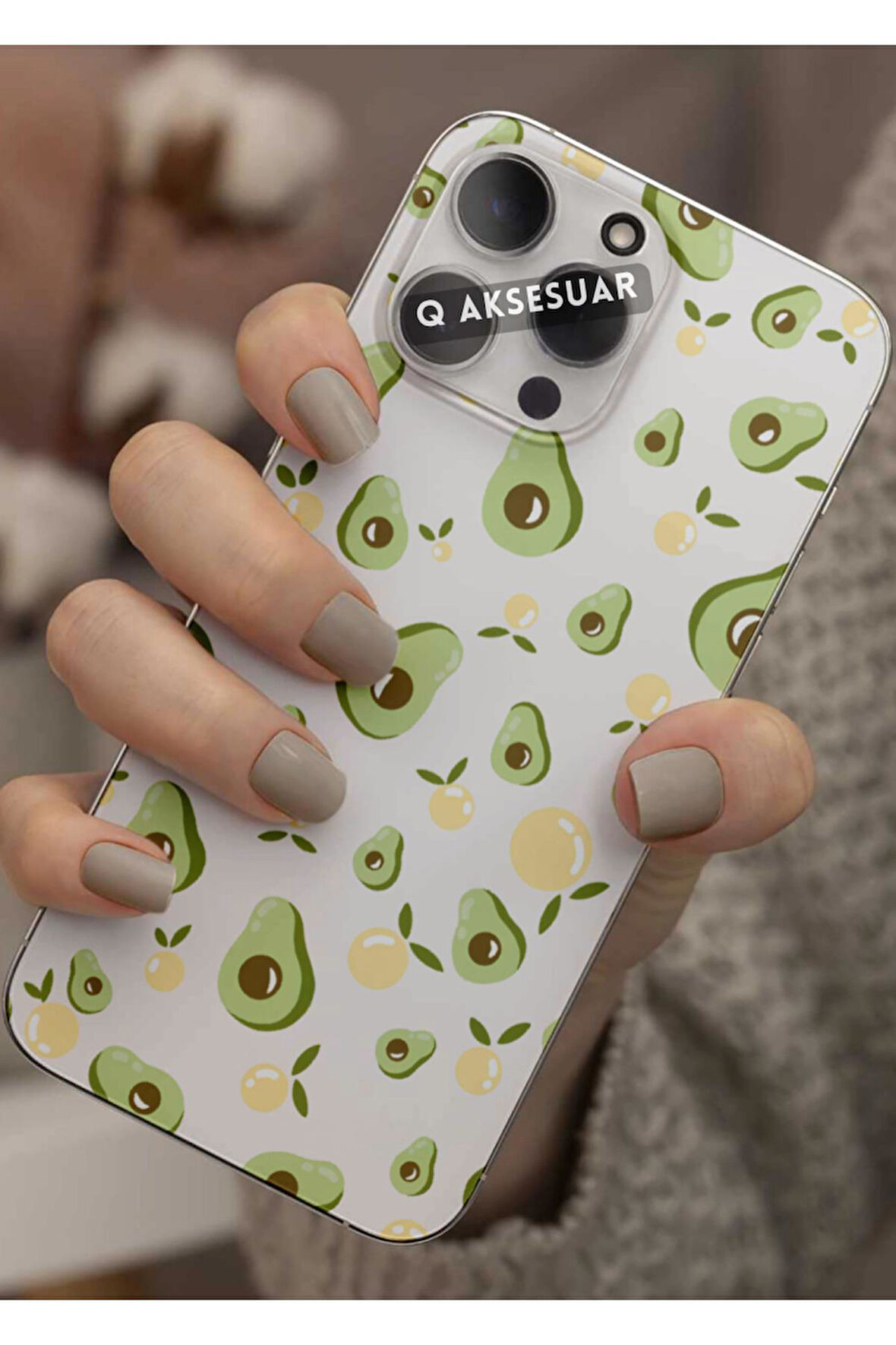 General Mobile GM 23 SE Uyumlu Sevimli Avakado Tasarımlı Şeffaf Telefon Kılıfı Kapak Case