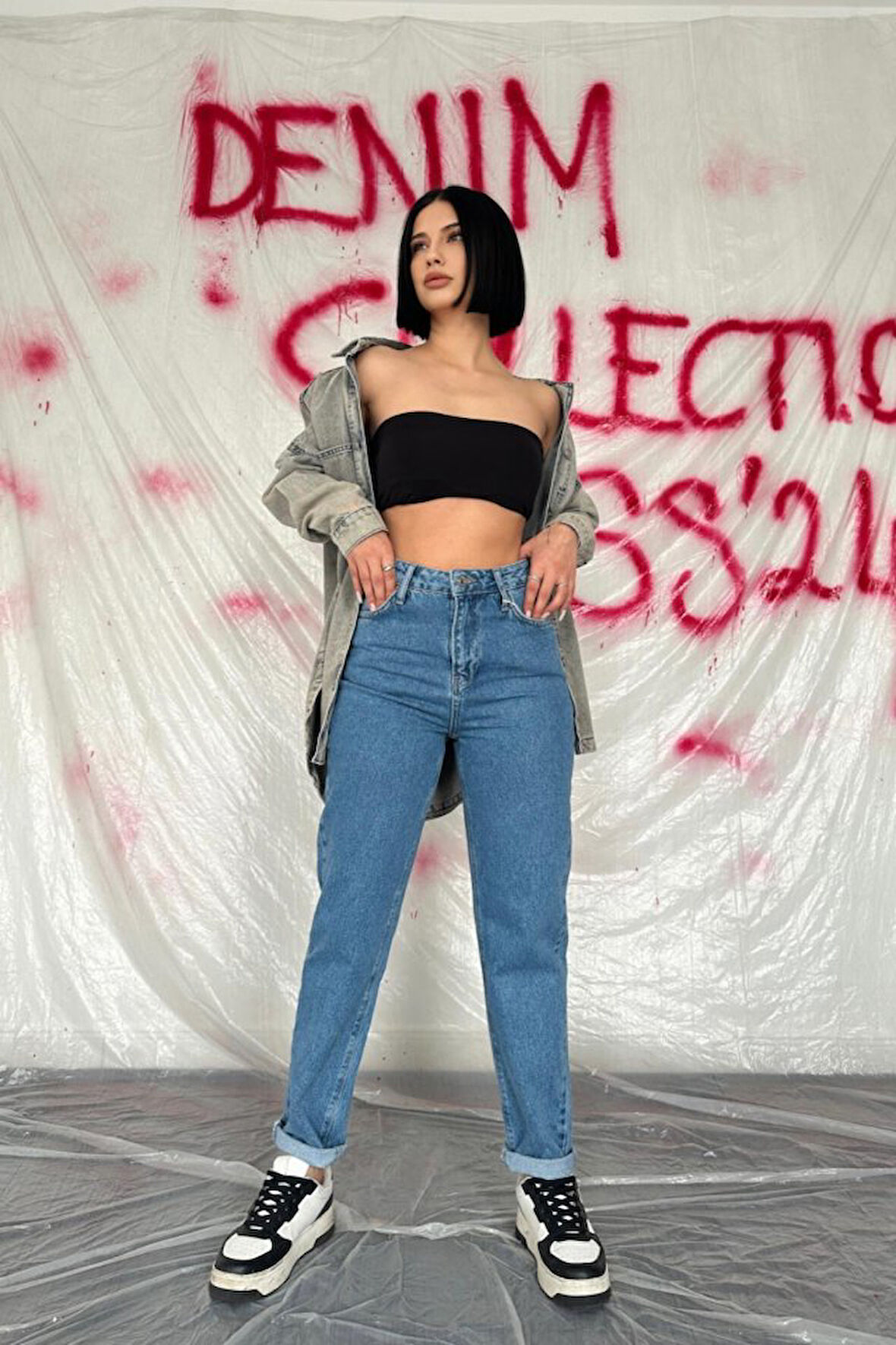 GETİCARET Mavi Boru Paça Jeans Pantolon