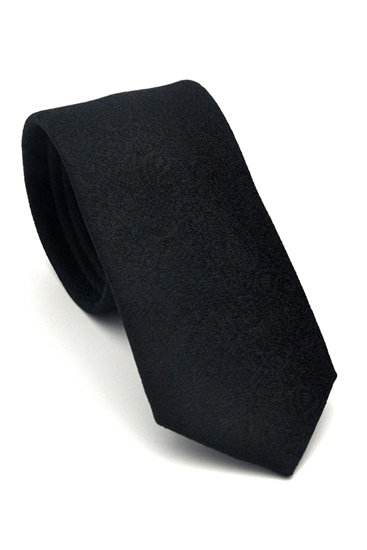 Şal Desenli Siyah Dokuma Kumaş Mendilli Slim Fit Kravat // SDK-2508-1
