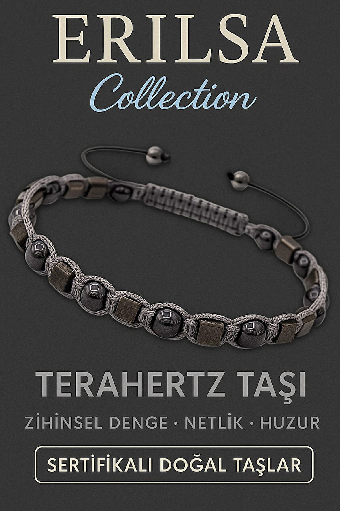 Sertifikalı Terahertz Doğal Taş Bileklik – Zihinsel Netlik ve Enerji Dengeleyici Şıklık