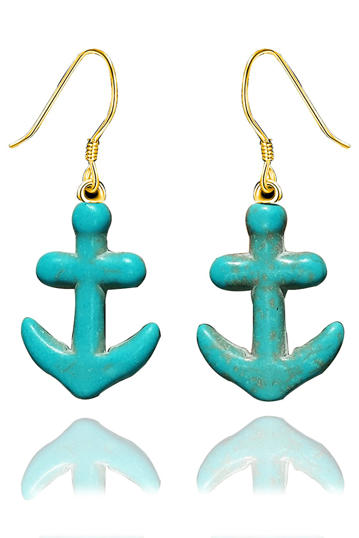 Sertifikalı Gold Çapa Model Gerçek Firuze Taşı Küpe (Turkuaz Taşı)