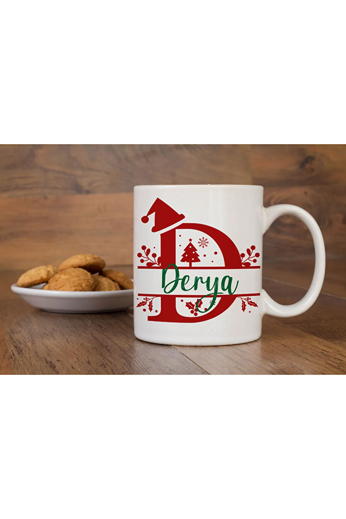 Yılbaşı Özel Kişiselleştirilebilir İsim Yazdırılabilir Harfli Kupa Bardak Christmas