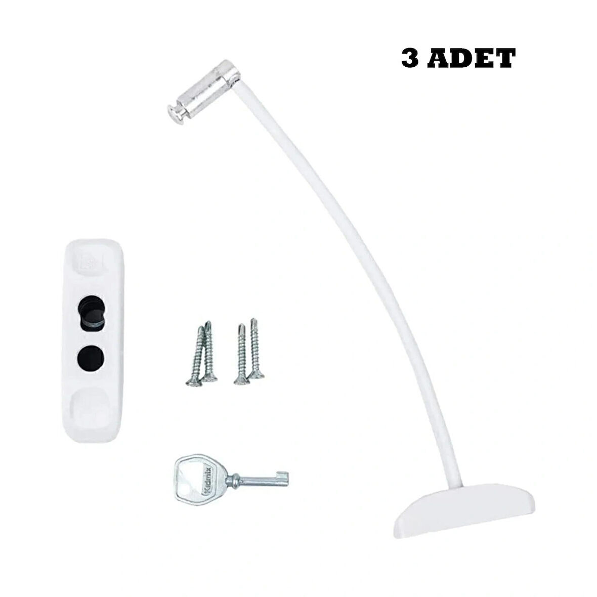Microcase Çelik Halatlı Anahtarlı Kablolu Pvc Kapı Pencere Emniyet Hırsız Çocuk Güvenlik Kilidi - BEYAZ AL5186 3 ADET