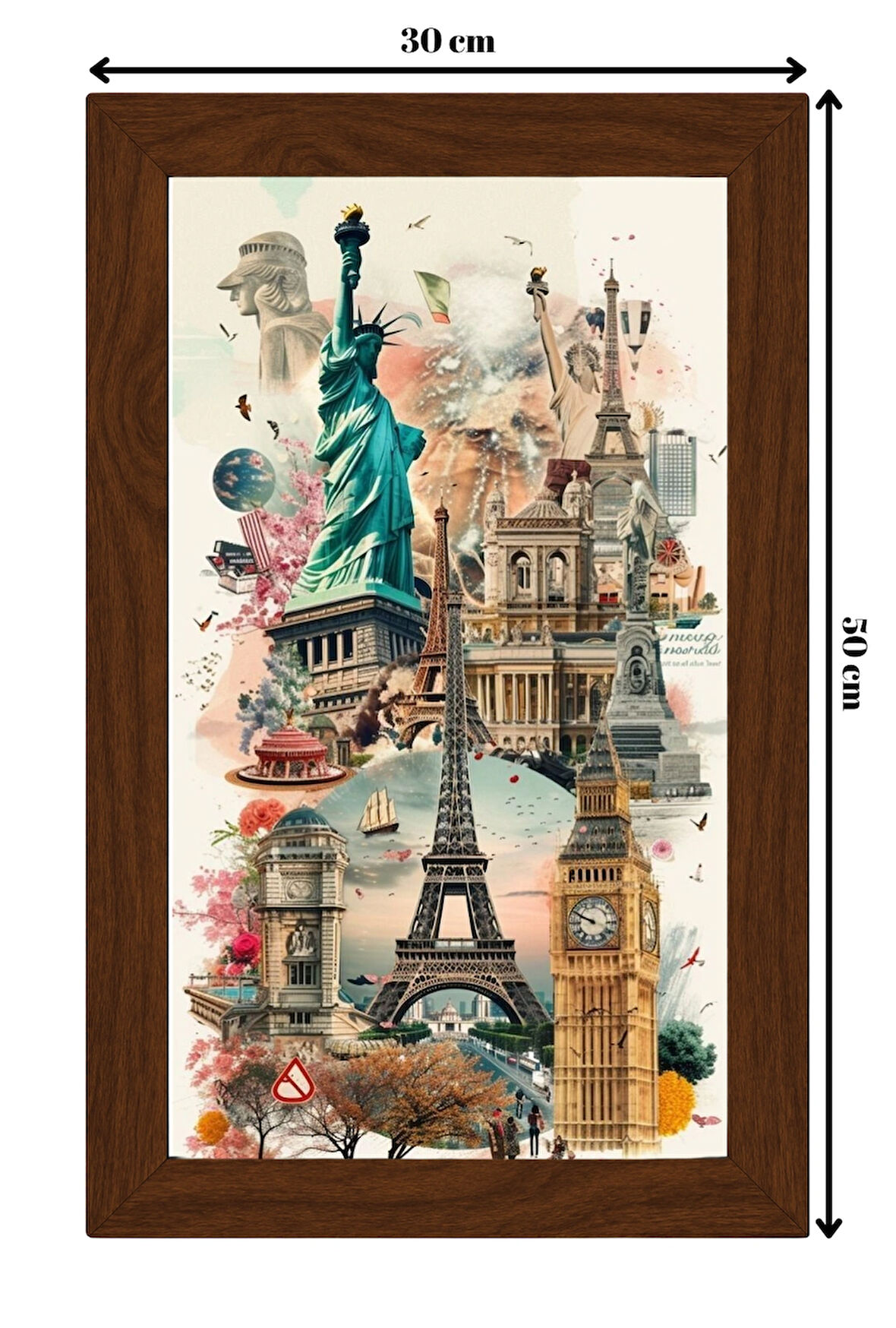 SERAMİK ÜZERİNE AHŞAP ÇERÇEVELİ 30x50cm TABLO NO:113