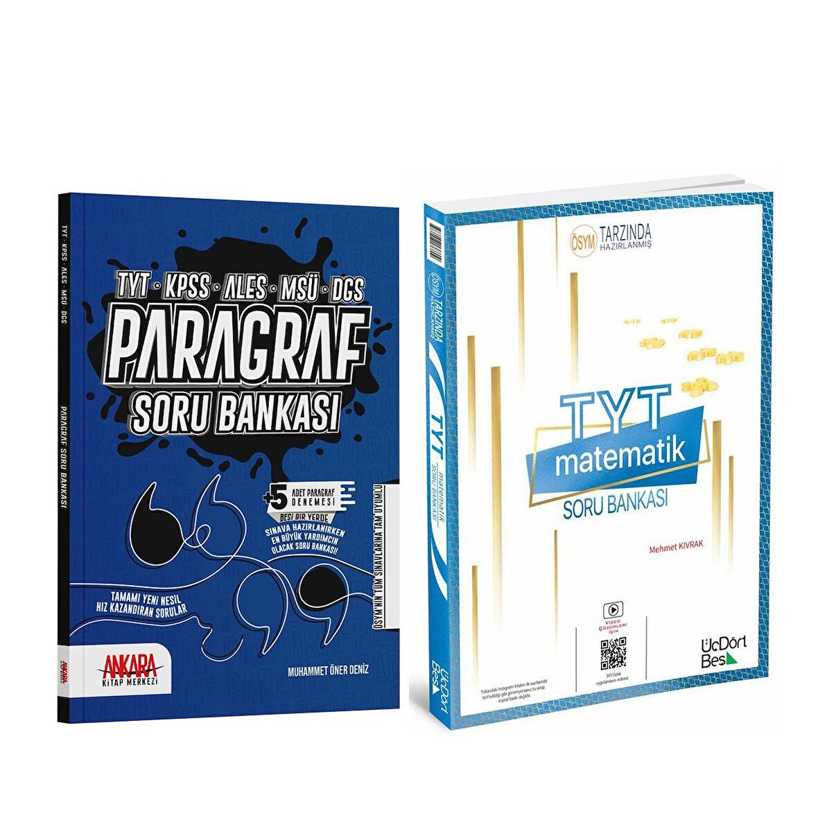 Üç Dört Beş TYT Matematik ve Ankara Kitap Merkezi Paragraf Soru Bankası Seti 2 Kitap