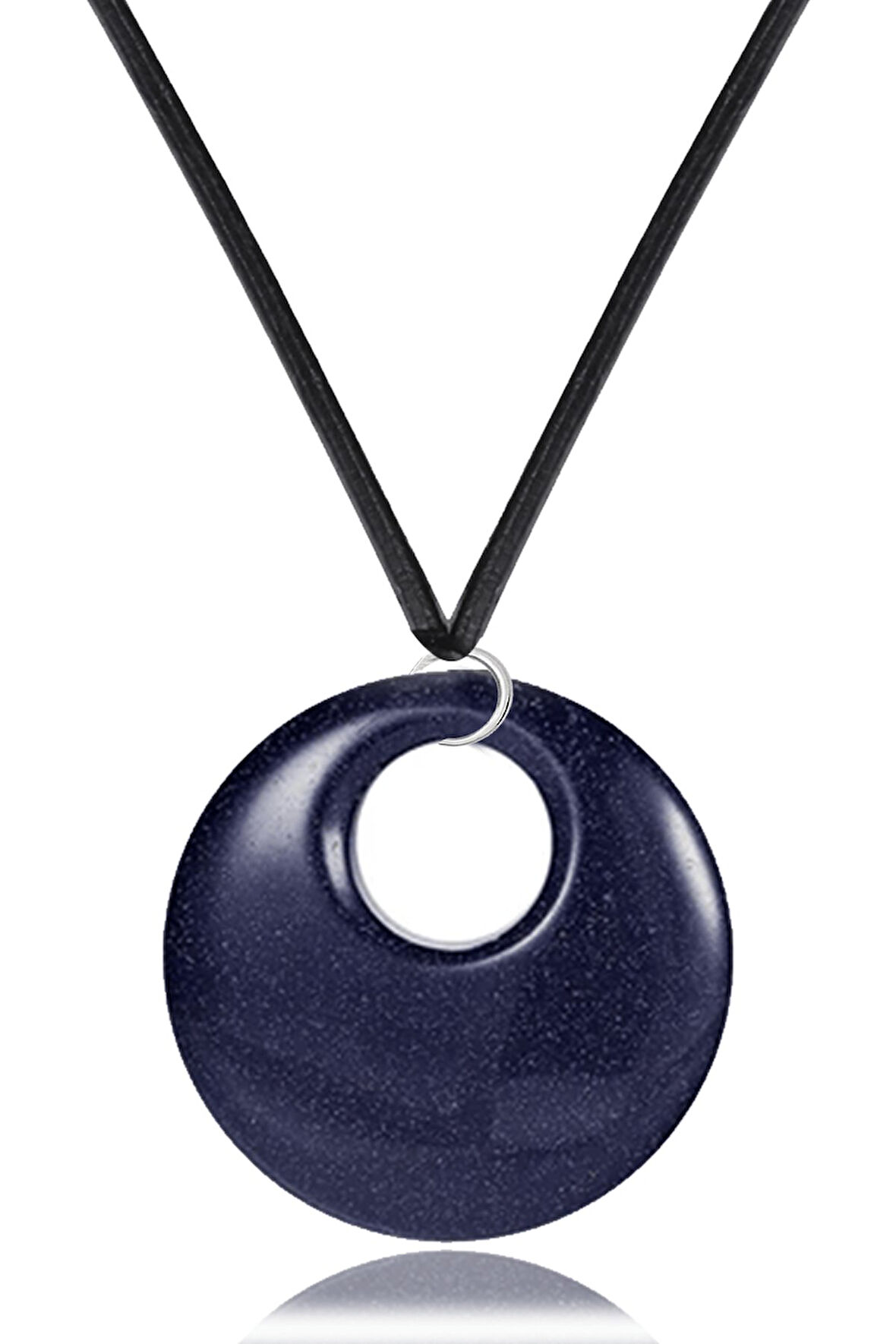 Sertifikalı Deri İpli Doğal Mavi Yıldız Taşı Kolye