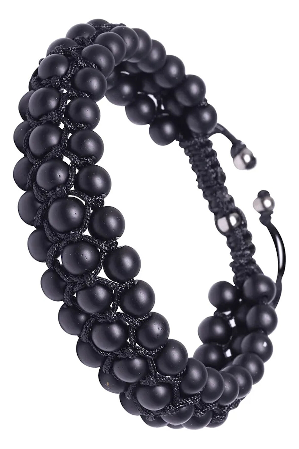 Üçlü Siyah Makrome Oniks Bileklik