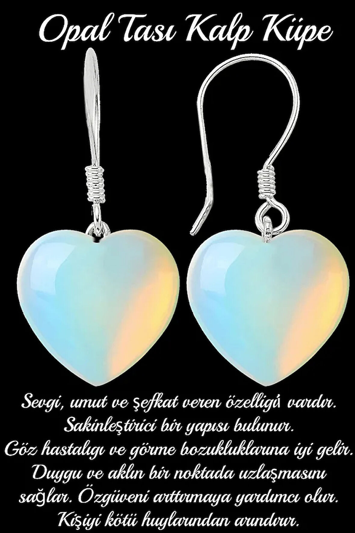 Sertifikalı Kalp Kesim Opal Taşı Doğal Taş Küpe