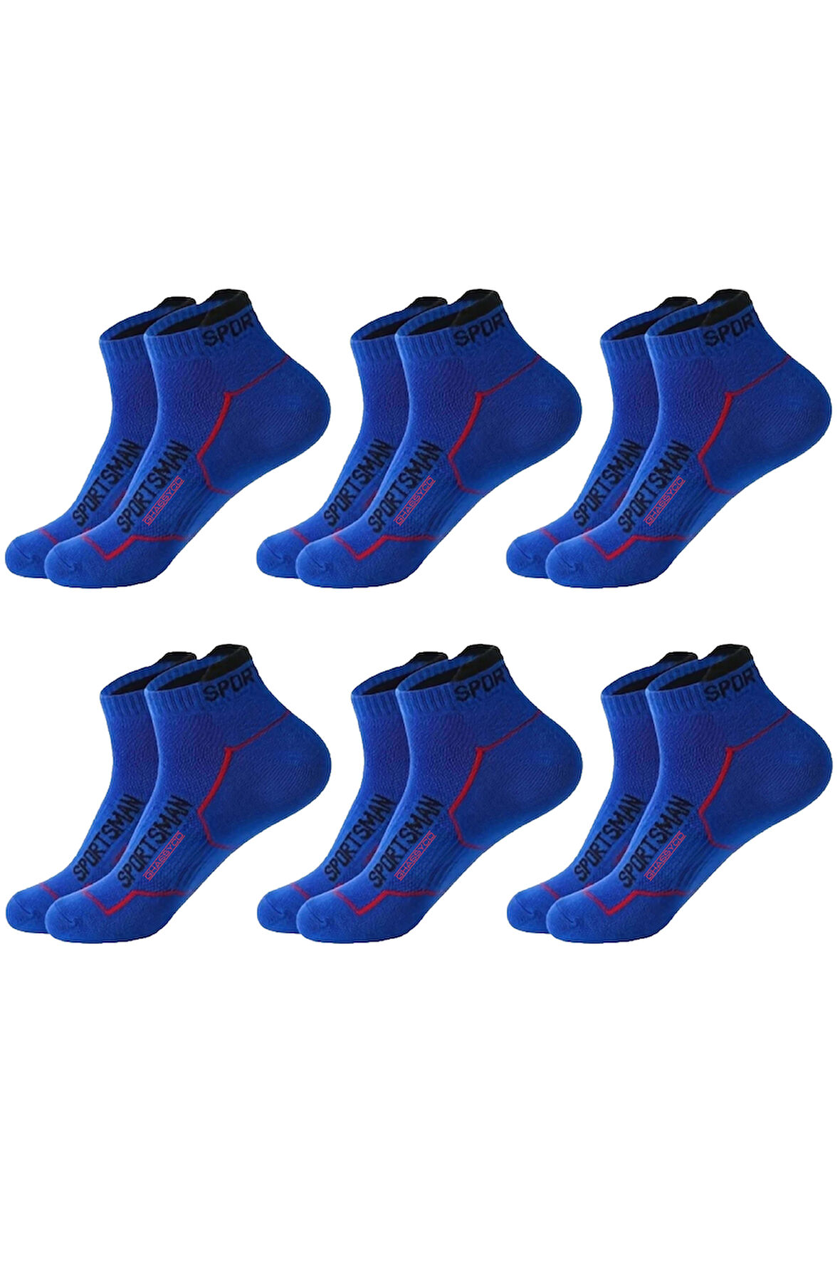 6 Çift Nefes Alabilen Ter Emici Koşu Futbol Fitness Antrenman için Erkek Kısa Spor Çorap