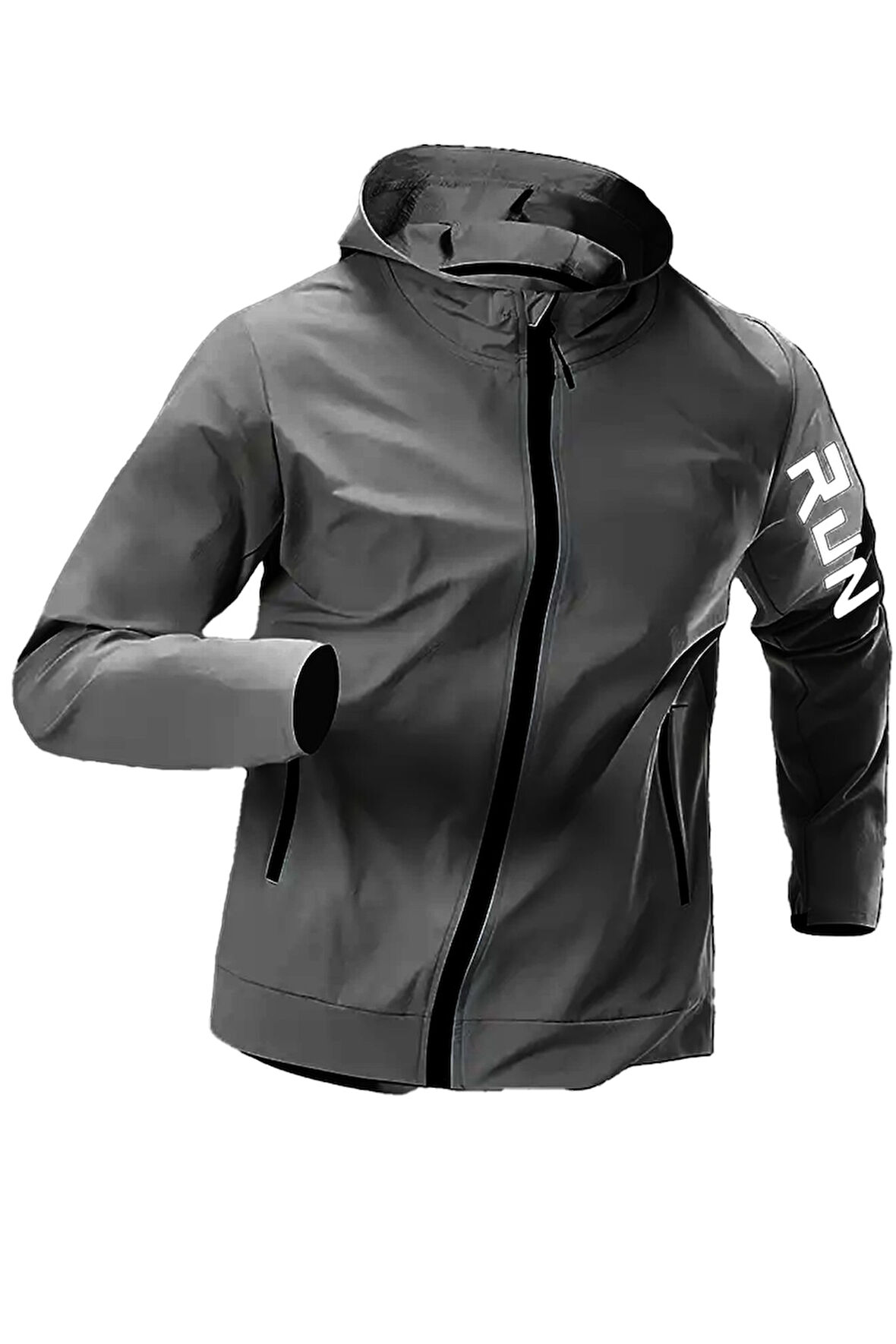 Ghassy Co.Erkek Sportif Run Baskılı Rüzgar ve Su Geçirmez File Astar Yürüyüş Spor Fitness Yağmurluk