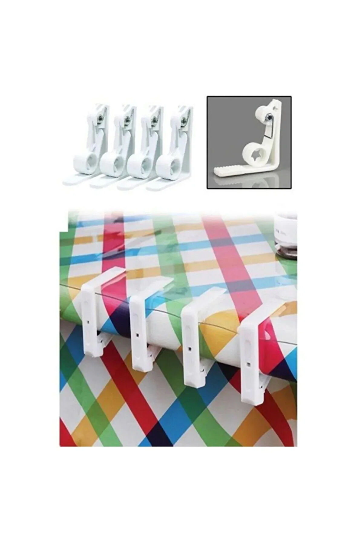 8'li Plastik Masa Örtüsü Tutacağı Yaylı Mandal Kayma Önleyici Tutucu Sabitleyici Kıskaç Klips Aparat