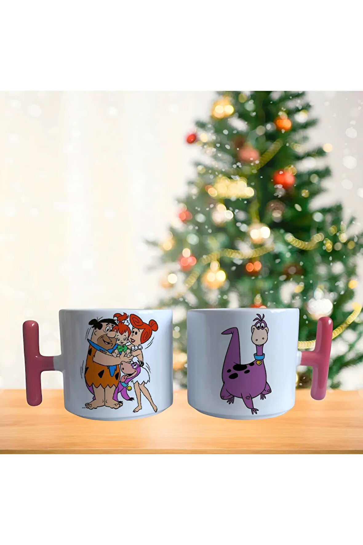 Taş Devri Çakmaktaş Ailesi Ve Dinozorları Dino latte Fincanı - Mug