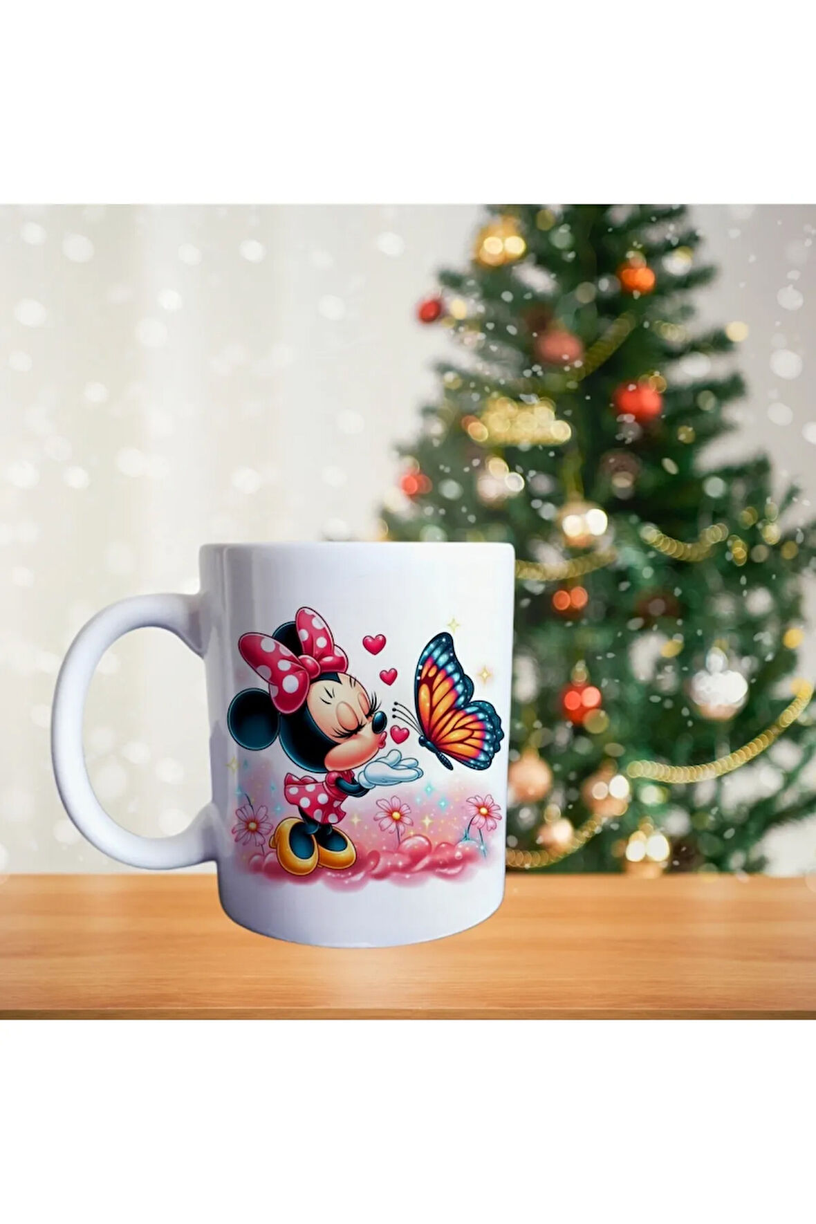 Minnie Mouse Ve Kelebekler Porselen Kupa