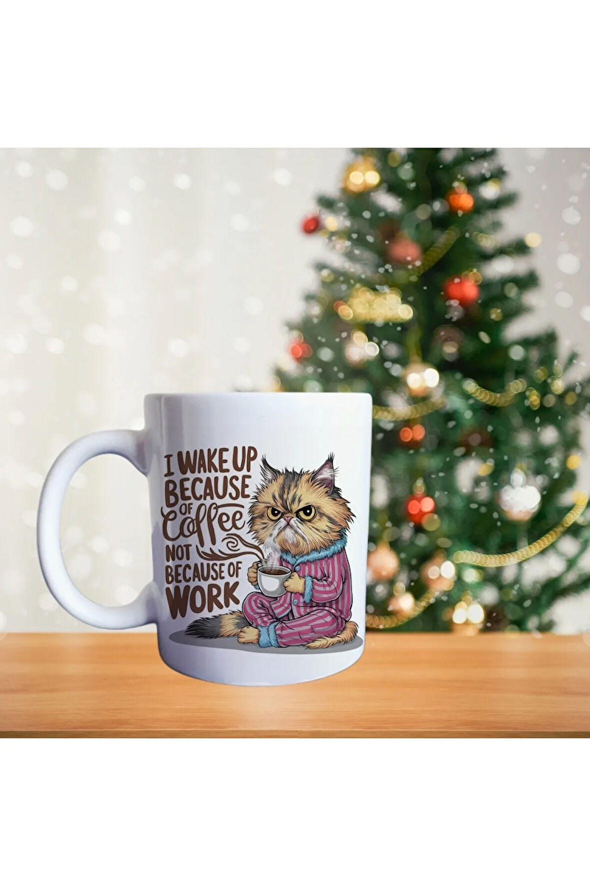 Sinirli Kedi Porselen Kupa