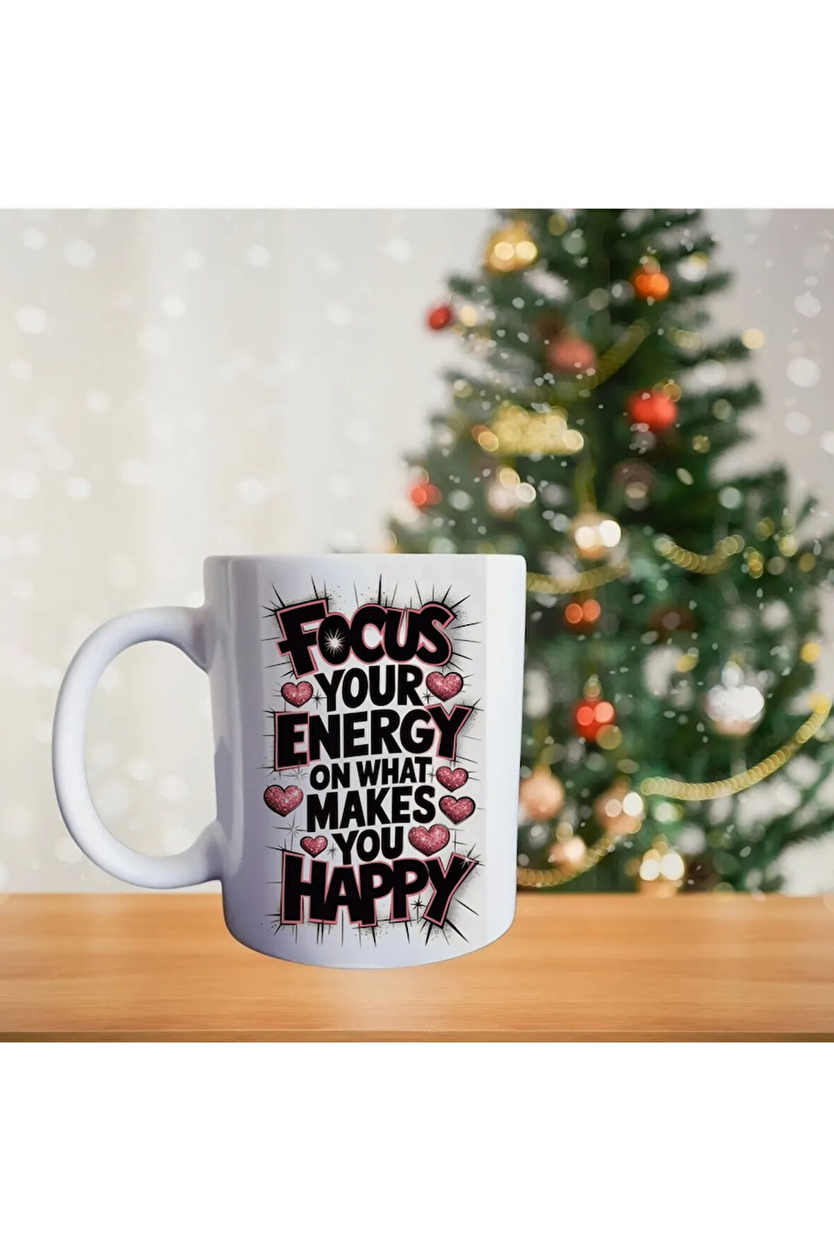 Tüm Enerjinle Kahveye Odaklan Porselen Kupa