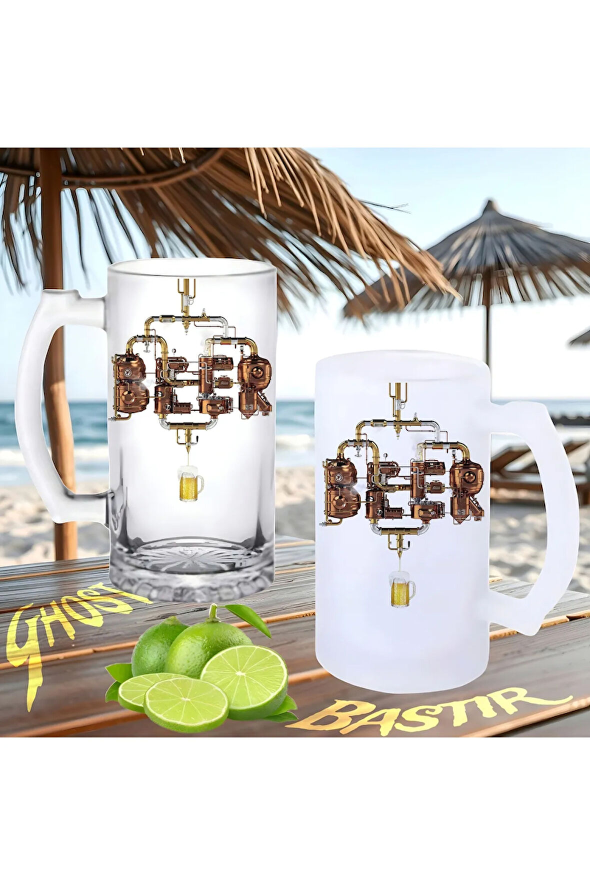 Bira damıtımı buzlu ya da buzsuz bira bardağı