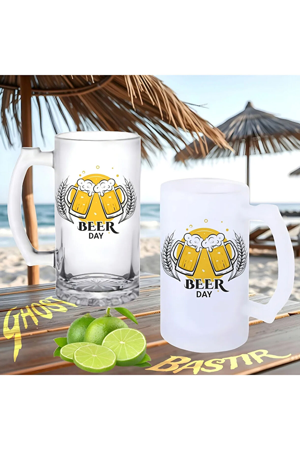 Beer day buzlu ya da buzsuz bira bardağı
