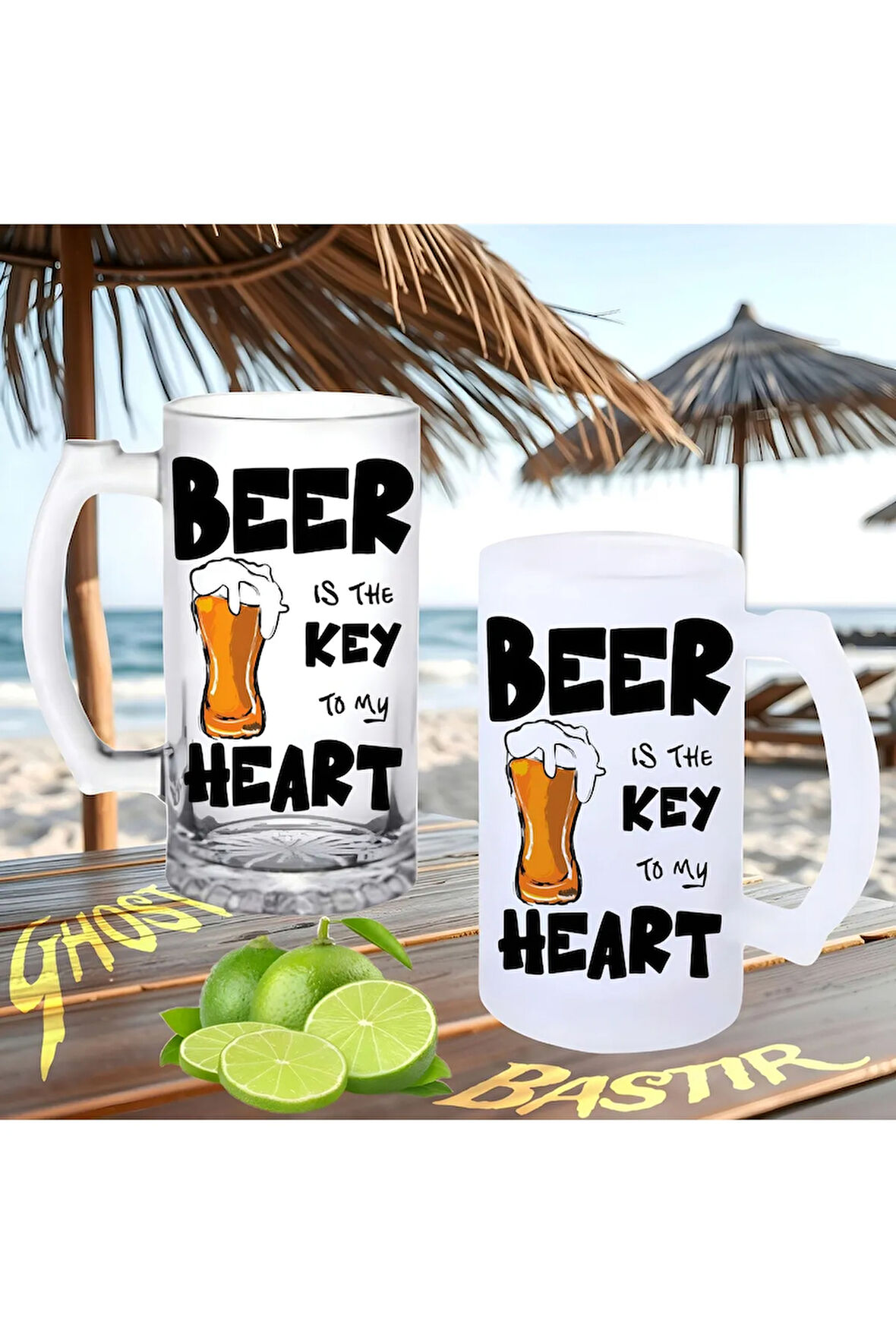 Kalbimin anahtarı buzlu ya da buzsuz bira bardağı