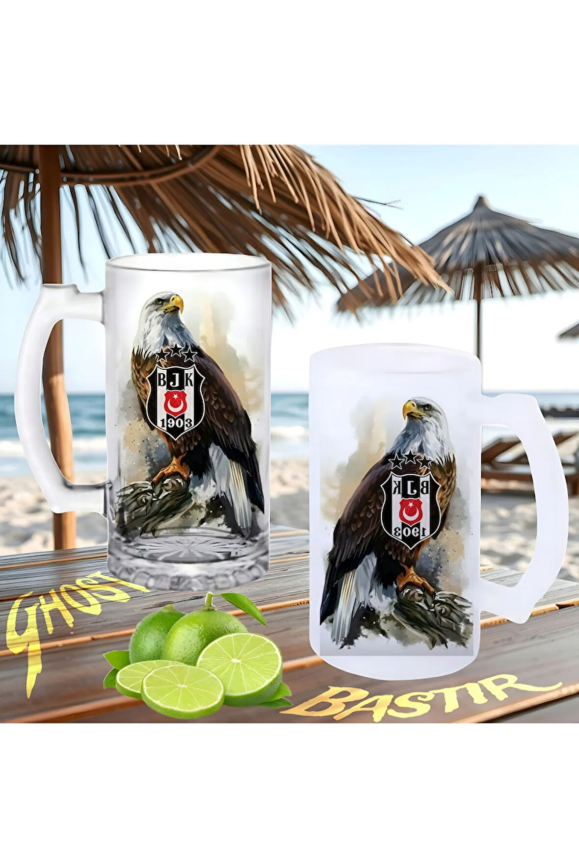 Beşiktaş taraftar buzlu ya da buzsuz bira bardağı
