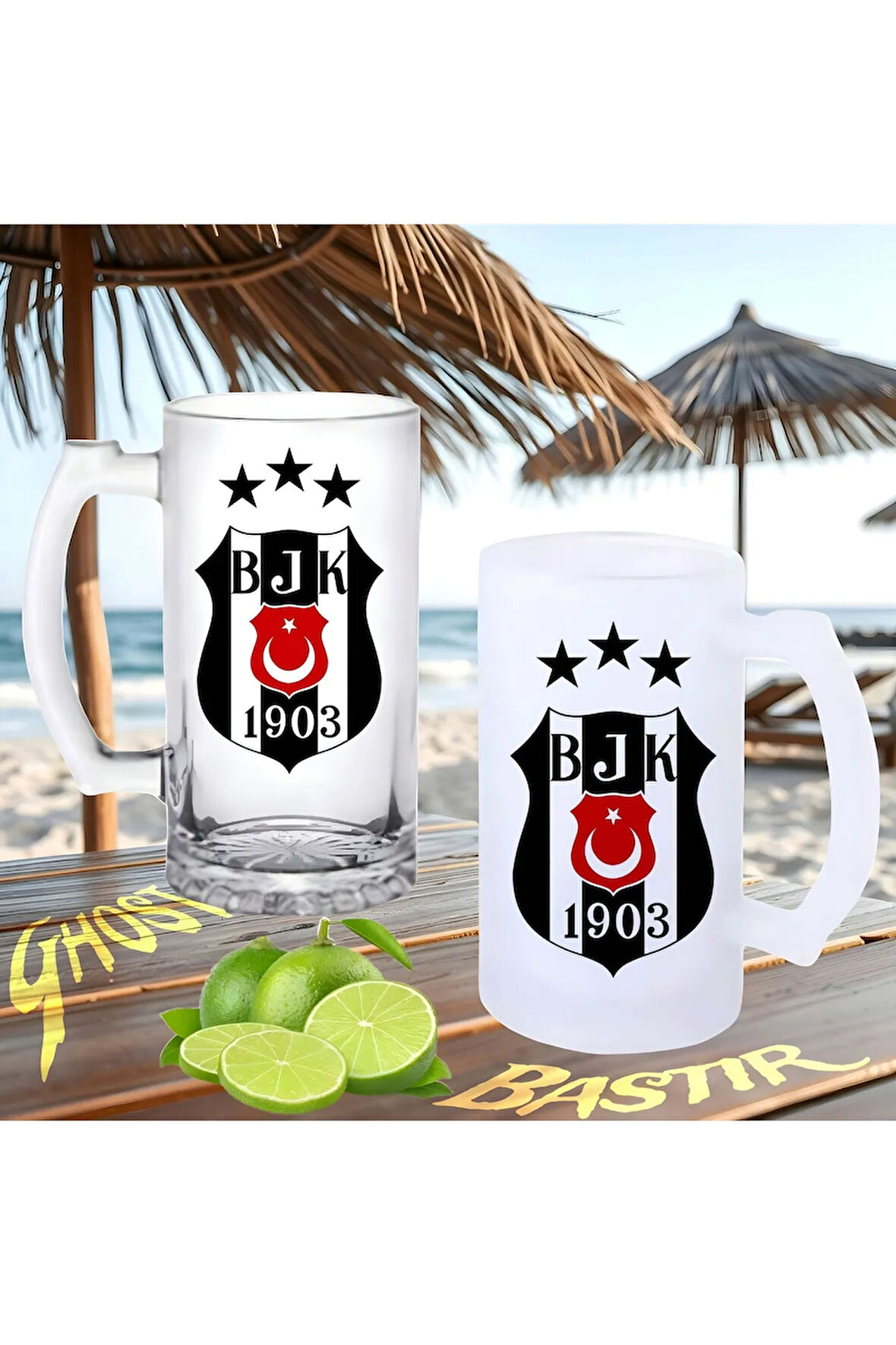 Beşiktaş Taraftar buzlu ya da buzsuz bira bardağı