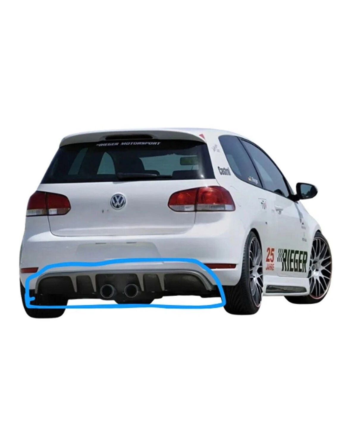 Volkswagen Golf 6 Rieger Difüzör (Plastik) (( PARLAK SİYAH )) (( EGZOZ HARİÇ ))
