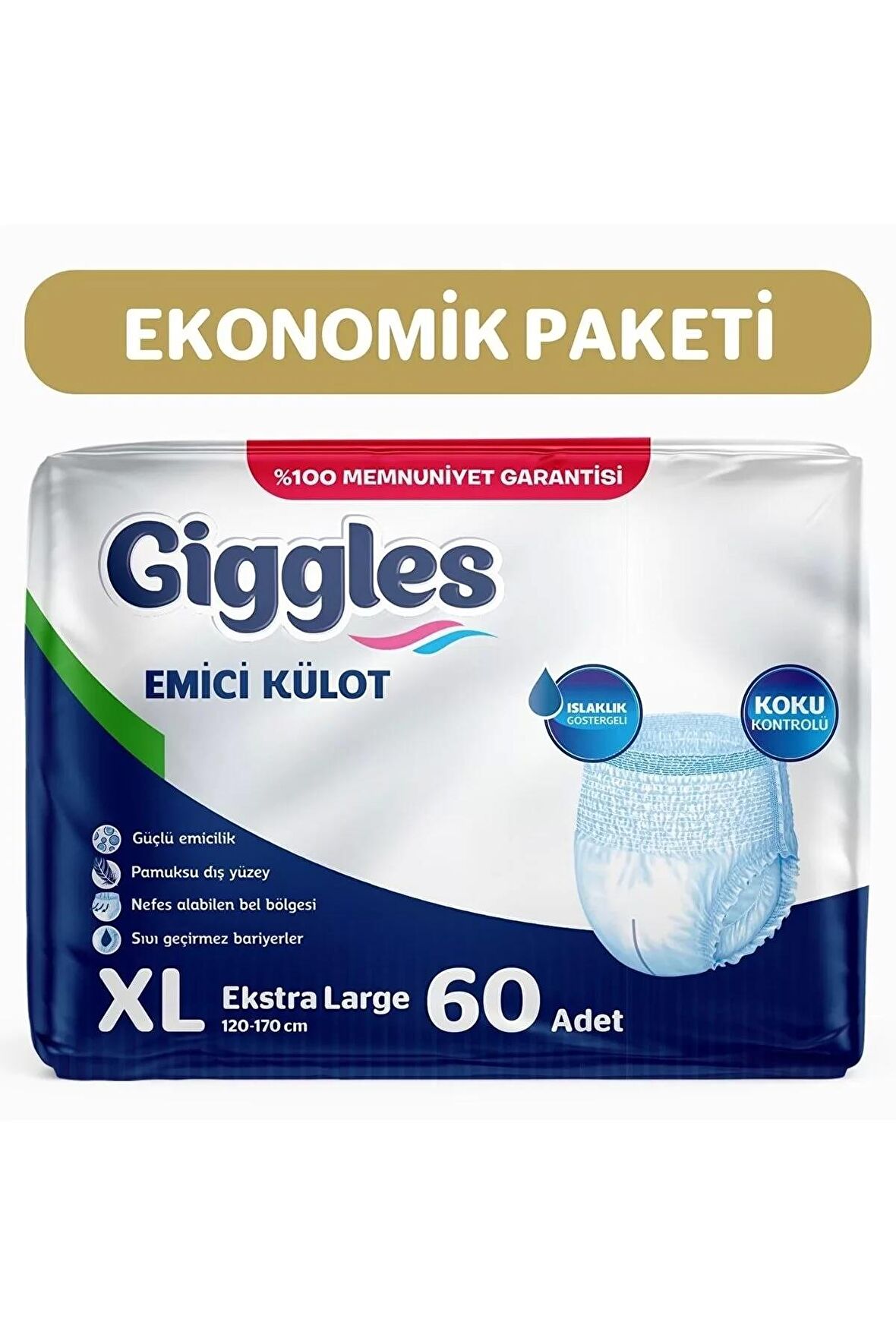 Yetişkin Emici Külot Extra Large 30'lu 2 Paket 60 Adet