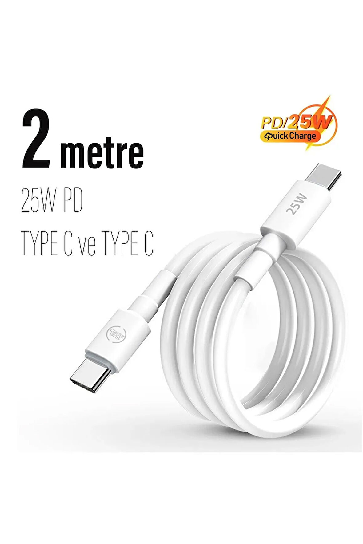 Samsung Galaxy A05 A15 A23 A24 A25 A33 A34 A35 5G Uyumlu 25W PD 2 METRE Type-c Kablo BEYAZ