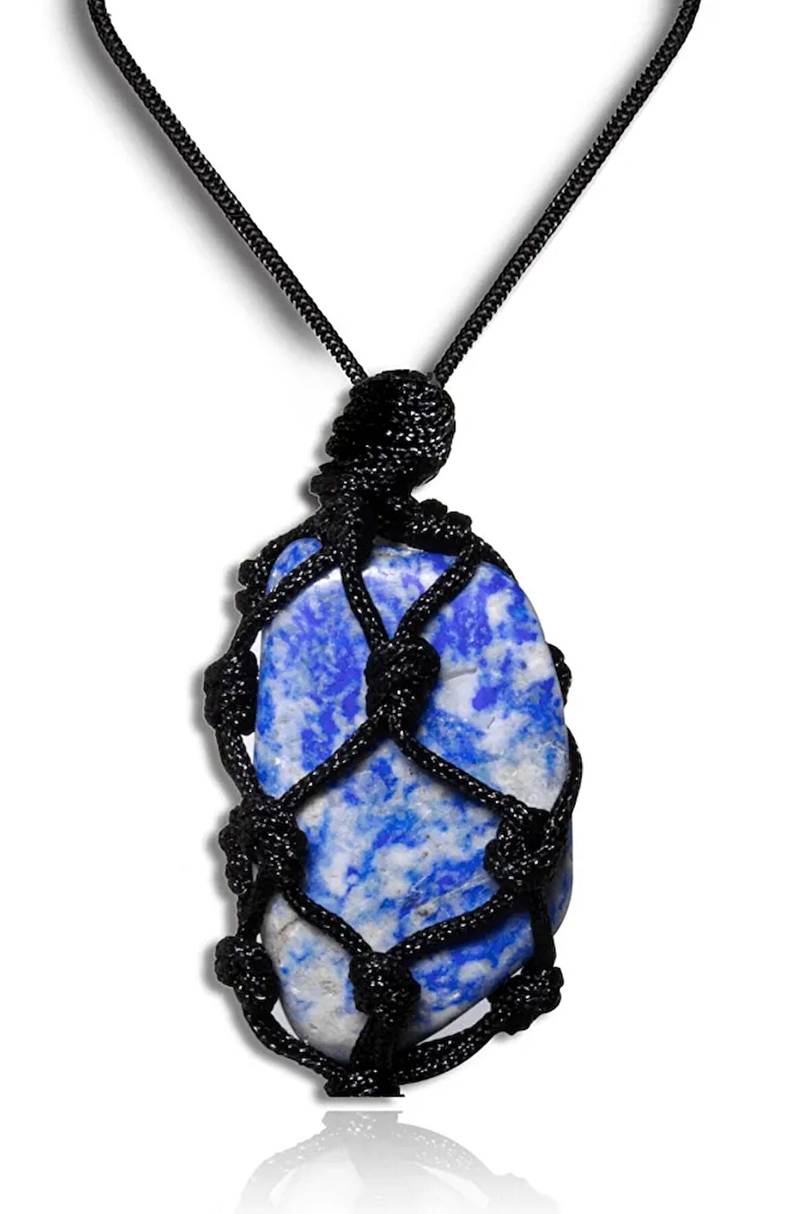 Sertifikalı Ayarlanabilir Makrome Doğal Lapis Lazuli Taşı Kolye