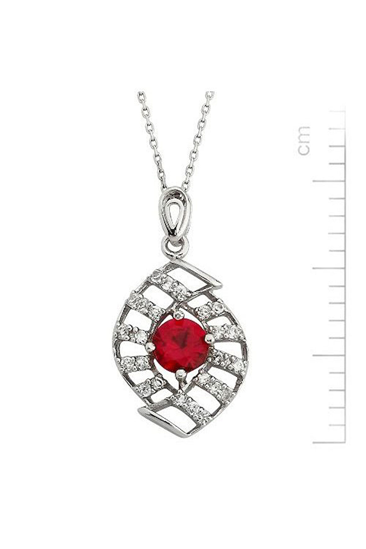 925 Ayar Altın Kaplamalı  Gümüş 'Kırmızı Göz' Kolye (GK00039)