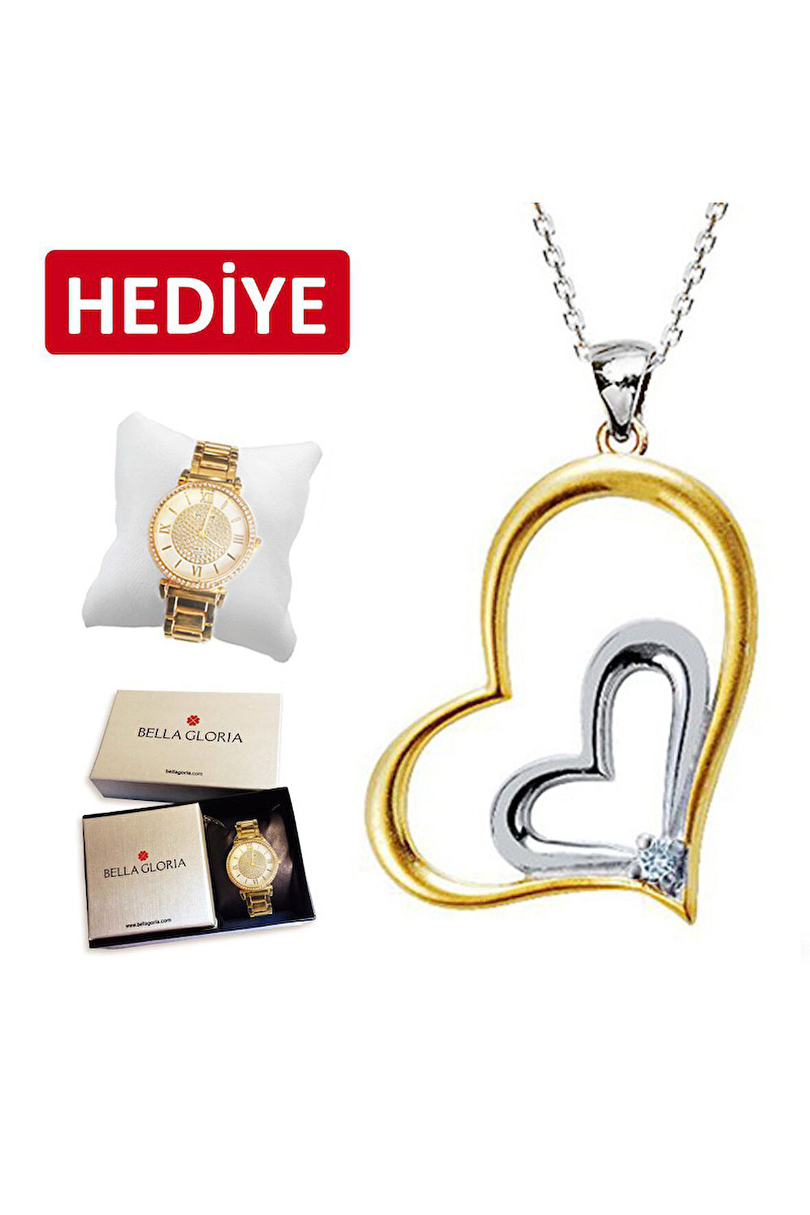 925 Ayar Pırlanta 'Kalbimiz Bir' Kolye (GK00050)