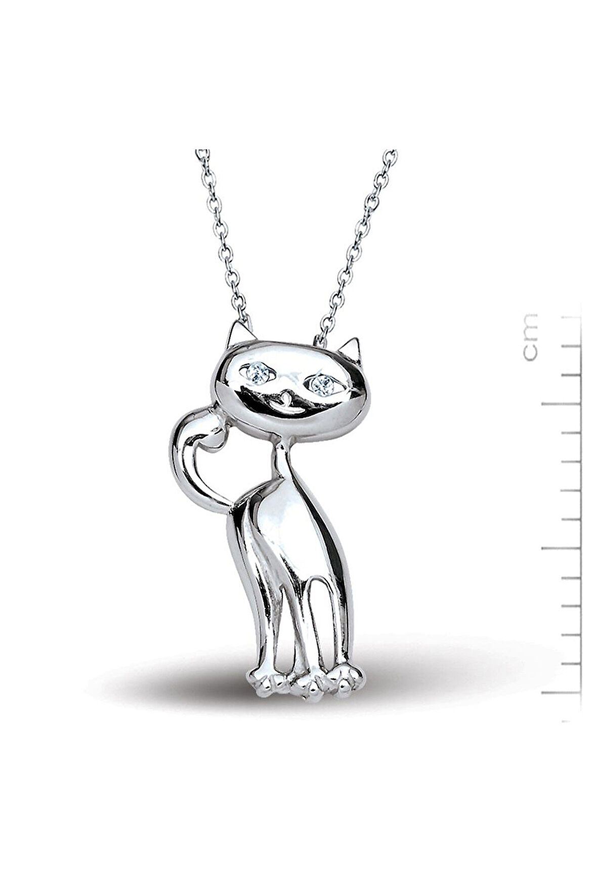 925 Ayar Altın Kaplamalı Gümüş Kedi Kolye (GK00104)