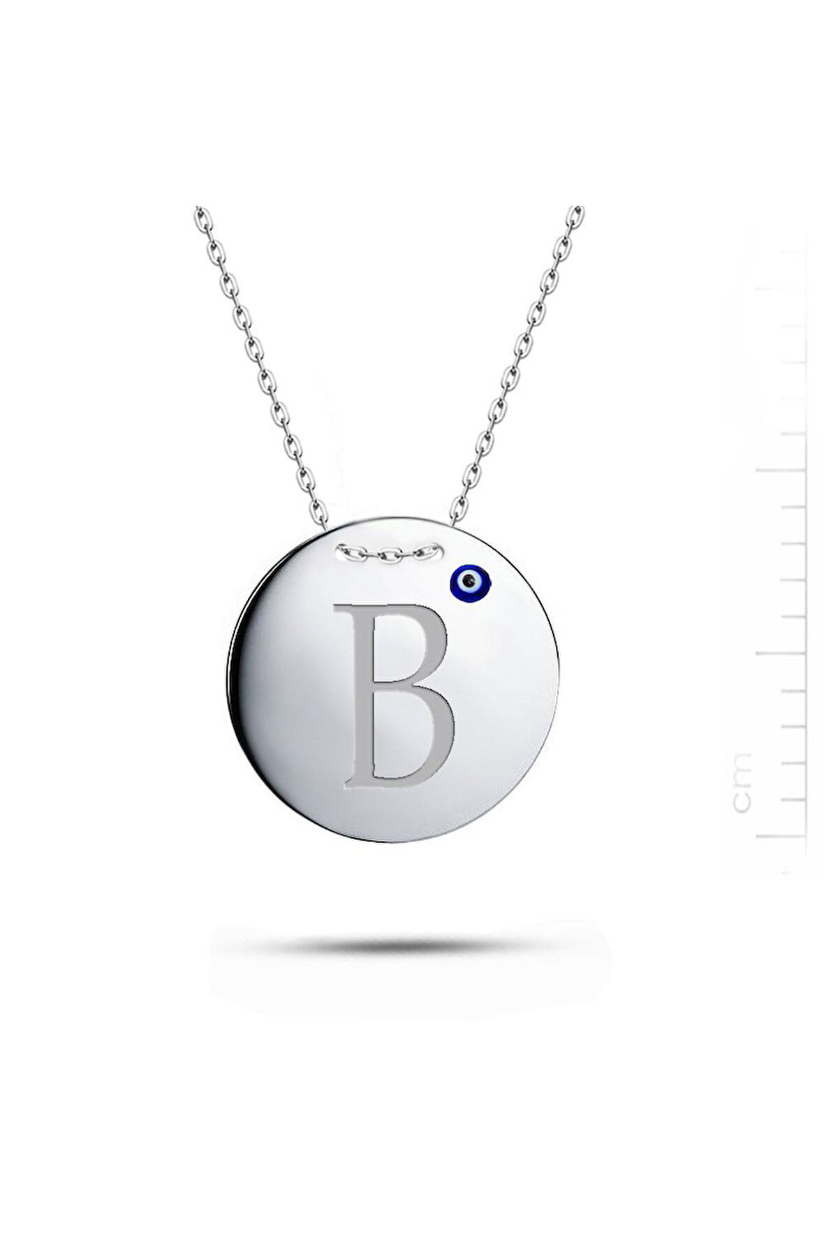 925 Ayar Gümüş Nazarlı Harf Plaka Kolye (GK00138)