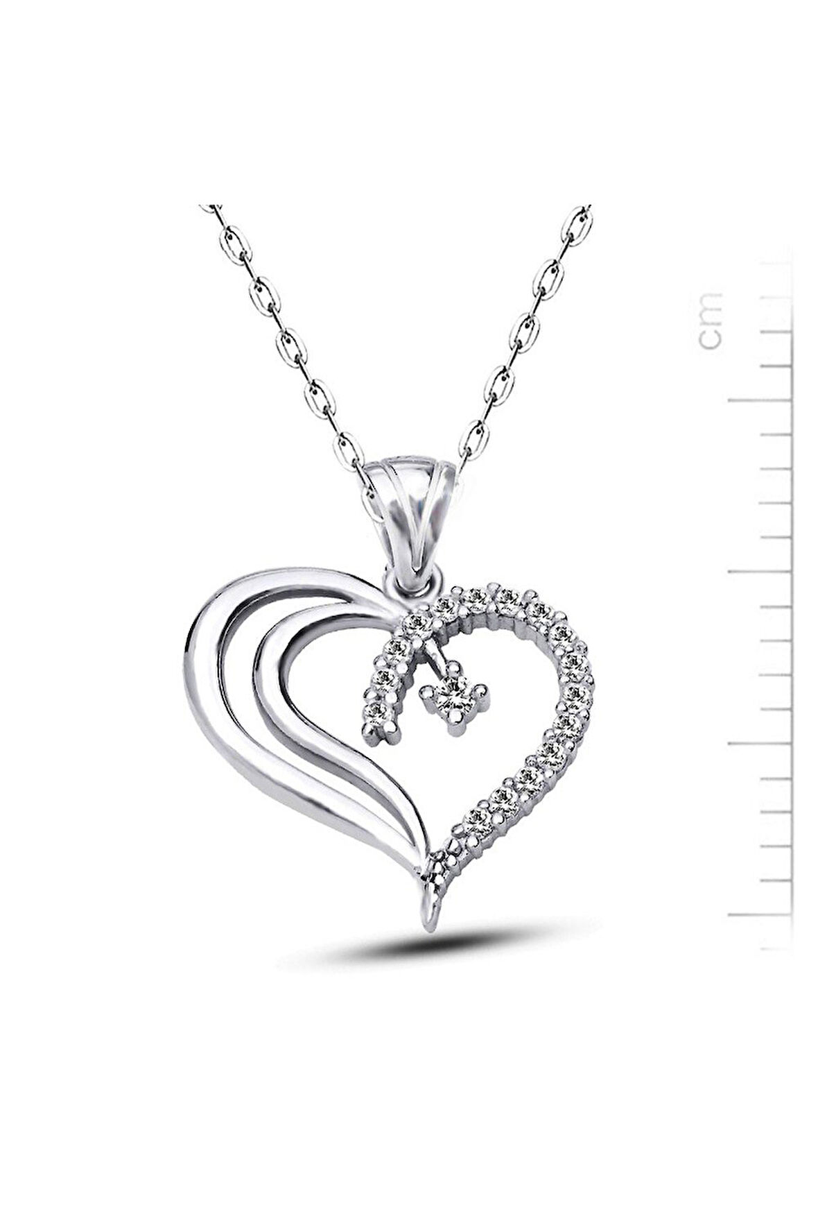 925 Ayar Gümüş Tek Taşlı Kalp  Kolye (GK00162)
