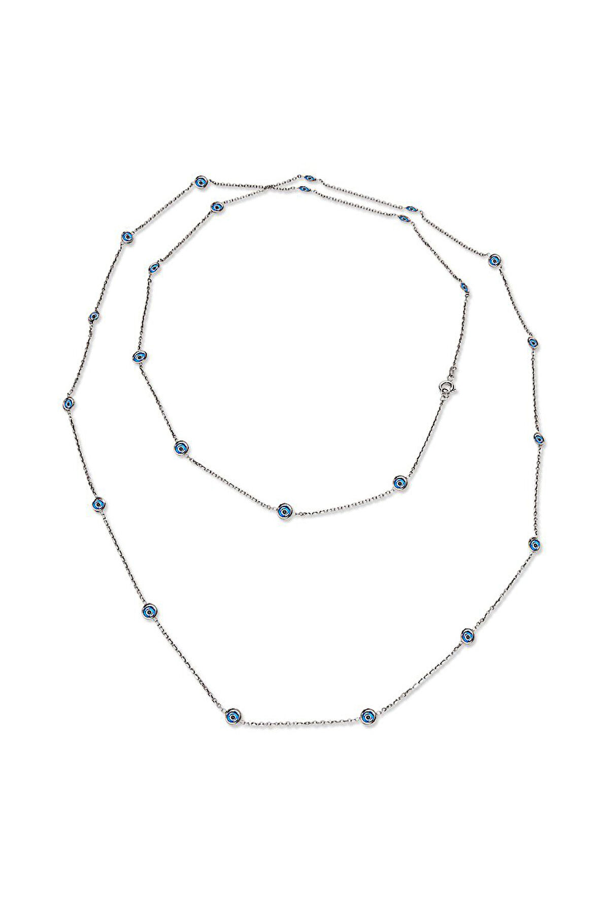 925 Ayar Gümüş Nazarlı 100 cm Uzun Kolye (GK00190)