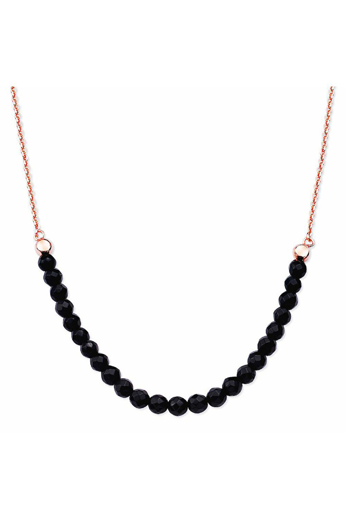 925 Ayar Gümüş Oniks Sıra Taşlı Kolye (GK00209)