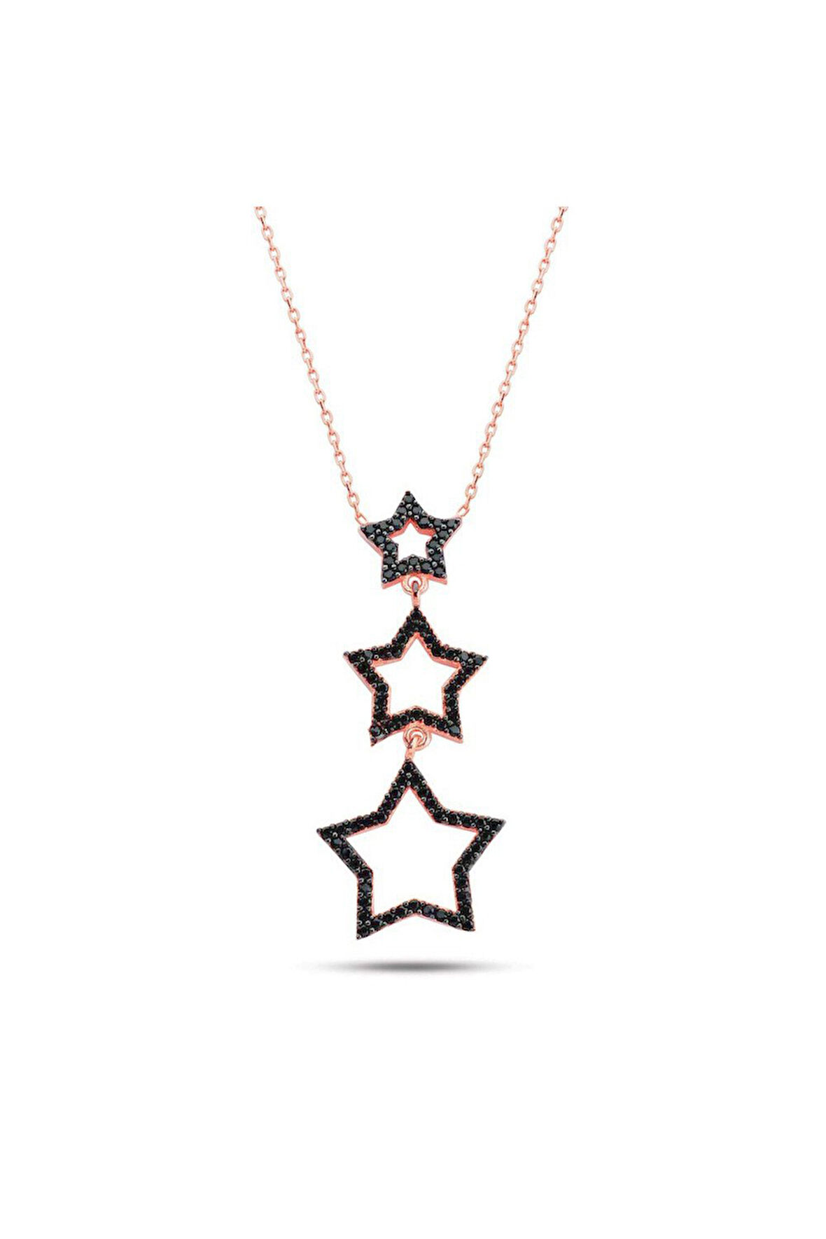 925 Ayar Üç Yıldız Rose Gümüş Kolye (GK00354)