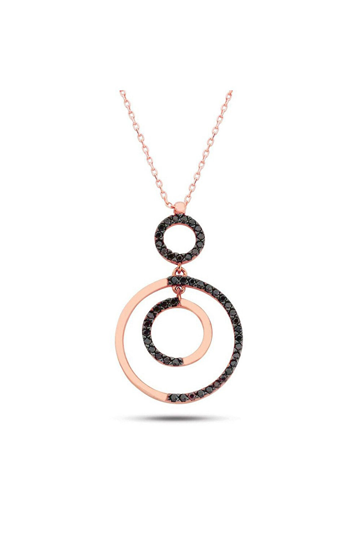 925 Ayar Üç Halka Rose Gümüş Kolye (GK00356)